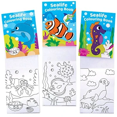 Imagen de Baker Ross FC993 Mini Libro de Animales Marinos para Colorear Set 12, Actividades Niños