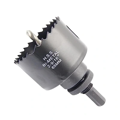 Imagen de Corona 65mm, LAIWEI cortador de agujero con A2 mandril alta resistencia, 4341 broca,Profundidad corte 38mm,Para perforar agujeros en madera, perfiles aluminio, PVC y tubos metal