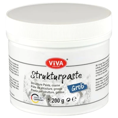 Imagen de Viva Decor® pasta texturizada gruesa (1200 g color blanco) mate granulada a base de agua para estructura superficies en relieve hasta plástico creadores y artistas Fabricado Alemania