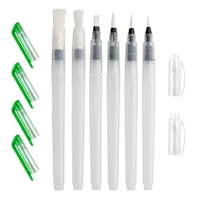 Imagen de Juego Pluma Acuarela (6 Piezas),Pinceles de con depósito rellenable, para Pinturas Acuarela, Colorear, Pintar, Paleta Mezcla Pintura