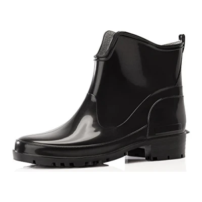 Imagen de Ladeheid Botines de Agua en PVC para Mujer Botas Lluvia Impermeables Caucho Zapatos Goma Mujeres Primavera Wellington Boots Cortas LA 930 (Negro/Negro, 39 EU)