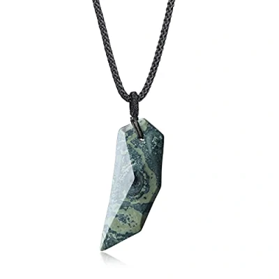 Imagen de COAI Collar con Colgante Diente de Lobo en Jaspe Kambaba para Hombre Mujer