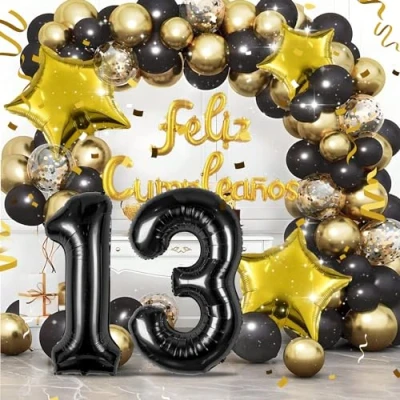 Imagen de Globos de Cumpleãnos Numeros 13 Noir,101 CM Globo Gigantes Grandes Decoracion,Globo Numero Niño Niña Adultos decorazione,Vuelan con Helio