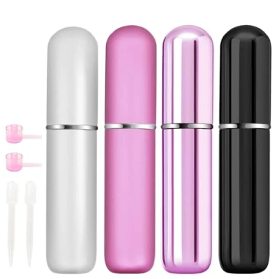 Imagen de OBSGUMU 4 piezas 5ML Atomizador Perfume Recargable, Miniaturas Decants Perfumes Sin Fugas, Pulverizador colonia portátil, Ideal para salir de noche, viajar, fiestas, citas.