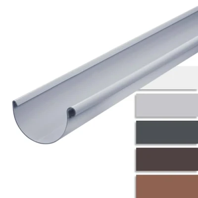 Imagen de INEFA canalón plástico semicircular 200cm NW 100, 1 pieza gris PVC, fácilmontaje enchufable,made in Germany