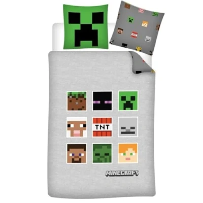 Imagen de Juego de Cama Minecraft TNT Reversible, Funda nórdica 140 x 200 cm y Almohada 63
