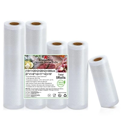Imagen de KitchenBoss Bolsas Vacio Alimentos De Envasar al Vacio：Bolsas para BPA Free, Rollos Envasadora Sous Vide Cocina y Vacío,5 15/20/28x300cm