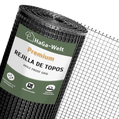 Imagen de HaGa® Rejilla antitopos de 5 m x 0,6 Br plástico, en negro, compatible con plantas, resistente a la putrefacción, duradera, parada topos jardín,