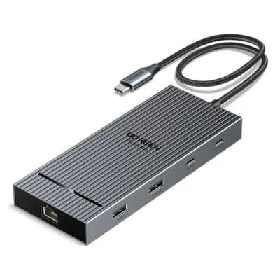 Imagen de UGREEN Revodok Pro 2102 10Gbps Docking Station Doble HDMI 4K 60Hz Hub USB C Ethernet RJ45 Gigabit PD 100W Adaptador Tipo 3.2 Lector Tarjetas SD Compatible con MacBook Air M3 M2 M1