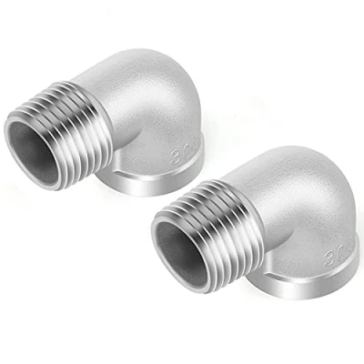 Imagen de ERGAOBOY 2 piezas 304 conectores de codo 90 grados acero inoxidable, accesorios tubería BSP macho 3/8 &quot;a 3/8&quot; hembra