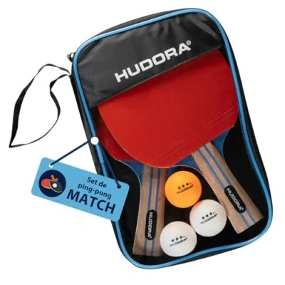 Imagen de HUDORA Set de Ping Pong Match Conjunto Palas Tenis Mesa 2 y 3 Pelotas pimpón Ideales para avanzados