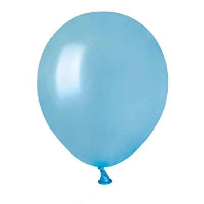 Imagen de Paquete 100 globos nacarados en latex natural Premium Quality A50 (Ø 13cm / 5&quot;), azul claro nacarado