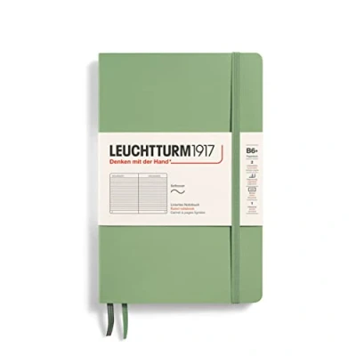 Imagen de LEUCHTTURM1917 363933 Libreta Paperback (B6+) 125 x 190 mm, Tapa Blanda, 123 páginas numeradas, Sage, Lineas
