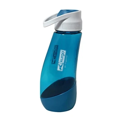 Imagen de Kurgo Gourd Botella de Agua y Cuenco Viaje para Perros, 2 en 1, Portátil Accesorio Viaje, Desmontable 0,7 L Azul
