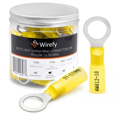Imagen de Wirefy 90 Piezas de Terminales Redondos M10 Kit Conectores Termorretráctiles para Automoción 4 6 mm²