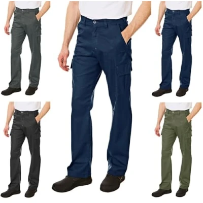Imagen de Lee Cooper LCPNT205 Pantalón cargo clásico de trabajo con bolsillos múltiples, cuidado fácil y resistente, para hombre, Marina, 34W / 29L