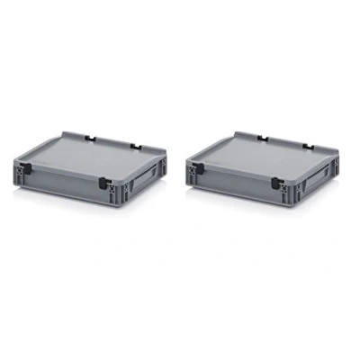 Imagen de Auer Packaging Eurobox Juego de 2 recipientes europeos (40 x 30 9 cm, con tapa bisagras, incluye metro plegable)