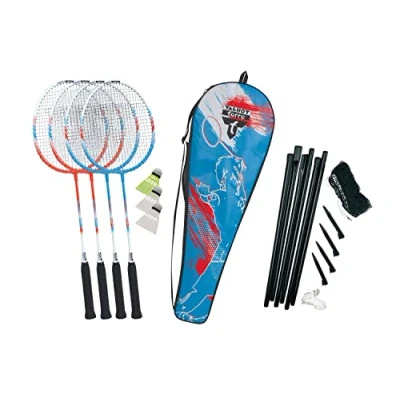 Imagen de Talbot Torro Set de Badminton Premium 4 Fighter, Juego Completo, Raquetas Aluminio, Ligeras y Manejables, 3 Volantes, Completo Red, en una Valiosa Bolsa, 449416