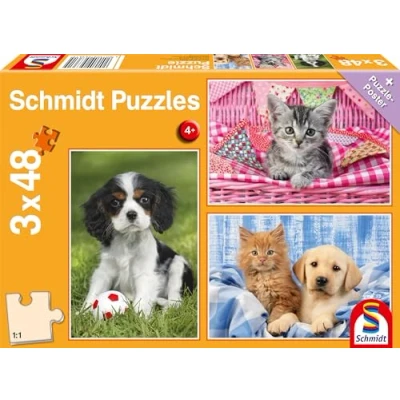 Imagen de Schmidt Spiele 56361 Meine liebsten Haustierbabys, 3x48 Teile Kinderpuzzle, Multicolor