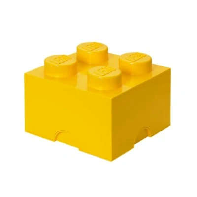 Imagen de Room Copenhagen 4003 Ladrillo de Almacenamiento 4 espigas Lego, Caja almacenaje apilable, 5,7 l, Amarillo, Bright Yellow, 25x25x18cm