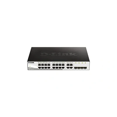 Imagen de D Link DGS 1210 16/E Switch 16 Puertos Gigabit y 4 SFP Combo 100/1000 MBps, Altura 1U, VLAN automática para Video vigilancia telefonía IP Solo Cable de alimentación la UE, Negro/Gris