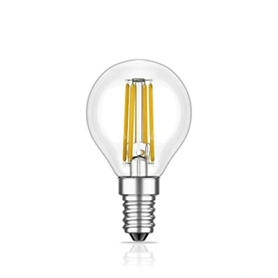 Imagen de ledscom.de bombilla LED E14, G45, blanco cálido (2700 K), 4,5 W, 542lm, regulador de intensidad 3 pasos, bombilla, filamento, Edison, vidrio, transparente, LED, casquillo