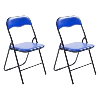 Imagen de CLP Set De 2 Sillas Plegables Felix con Estructura Metal I Juego Conferencia Acolchada &amp; Plegable, Color:Azul/Negro