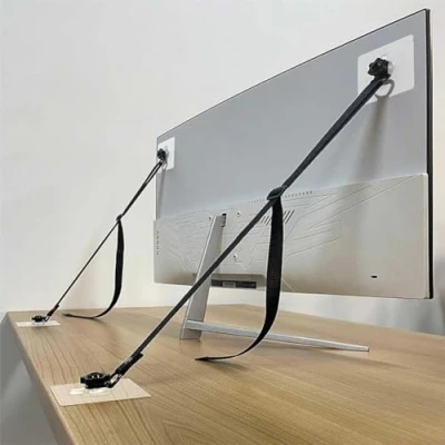 Imagen de Correa de seguridad para TV resistente antivuelco y muebles, kit completo con 2 correas, 4 tornillos adhesivos tuercas pulgar