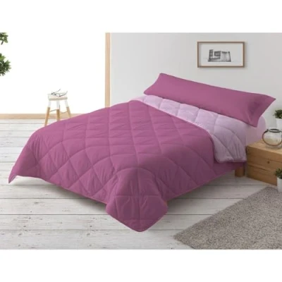 Imagen de Donegal Collections Edredón Nórdico 300 gr/m² Reversible Bicolor, Relleno Nordico 180x220 cm, Cama 105, Color Rosa, Otoño Invierno Suave, 100% Fibra y Antiácaros