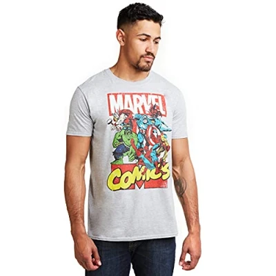 Imagen de Marvel Call out Camiseta, Gris (Sport Grey SPO), XL para Hombre