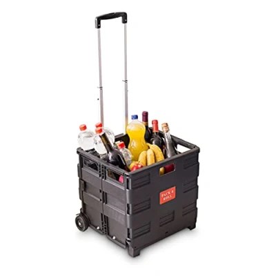 Imagen de Relaxdays Carretilla de Las Compras del cajón, se extienden hasta 35 kg, Plegable, Color: Negro