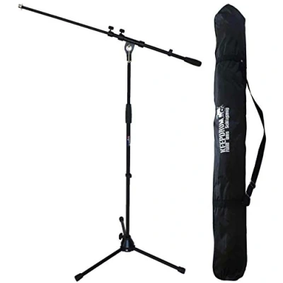 Imagen de Keepdrum MS106 Pie de micrófono con jirafa y base metal bolsa SB 03, color negro