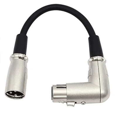 Imagen de Oluote 3 Pines XLR Macho a Hembra de Angulo Recto Cable Extensión Audio Micrófono (90FM/M 0.2M)