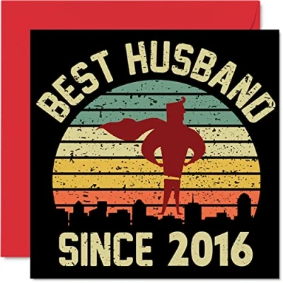 Imagen de Tarjeta de aniversario bronce para marido esposa, mejor desde 2016, regalos con texto en inglés &quot;I Love You&quot;, tarjetas felicitación octavo boda pareja,