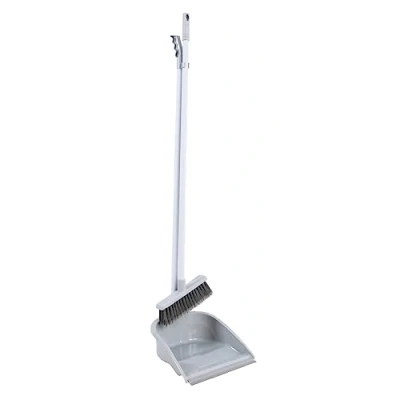 Imagen de HERSIG Escoba y recogedor Gris Claro Set Claro. 24,5x25,5x94cm 19x4x89cm