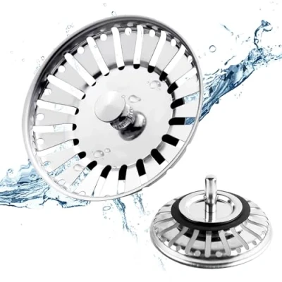 Imagen de 1 Pieza Tapón de Fregadero Filtro Cocina, desagüe Colador Grueso, Fregadero, Fregaderos Acero Inoxidable,para Cocina,residuos y Evitar el Bloqueo 84mm.