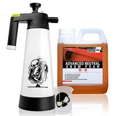 Imagen de Nuke Guys Foamer Juego de espuma nieve (2 L, pulverizador neutra ValetPRO Advance 1 vaso medidor 150 ml, escalado con forma calavera
