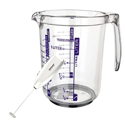 Imagen de Fackelmann Set Espumador de Leche con Varillas Acero Inoxidable, 20 x 3.5 cm, Incluye Jarra Medidora Antideslizante 1 L