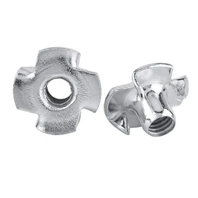 Imagen de Tuerca en T de 4 Garras Madera Cuatro Puntas Herramienta Reparación Sujetadores Tuercas Acero Galvanizado para Muebles Carpintería (50 piezas M3)
