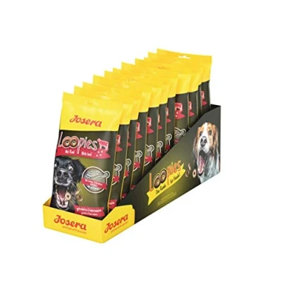 Imagen de Josera Loopies con carne de vacuno (11 x 150 g) golosinas para perros sin cereales y poca grasa calidad super premium azúcar paquete 11