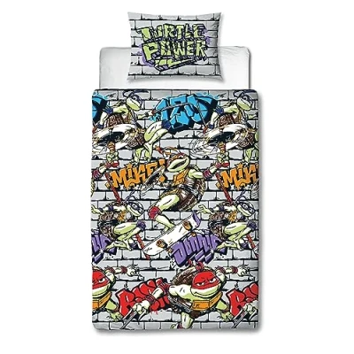 Imagen de Character World Juego de Funda edredón Oficial Las Tortugas Ninja Mutantes Adolescentes Diseño Poder Reversible 2 Caras, Incluye Almohada a TNMT