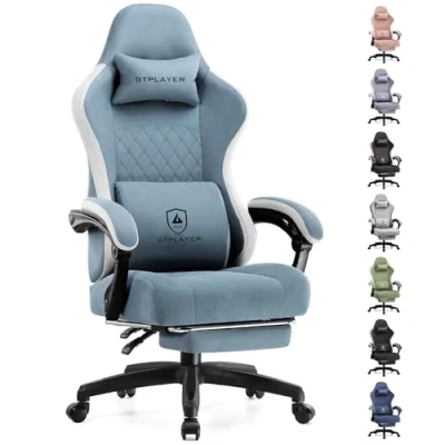 Imagen de GTPLAYER silla para juegos, de oficina computadora con cojín resorte bolsillo, reposabrazos enlace y reposapiés, ergonómica respaldo alto soporte
