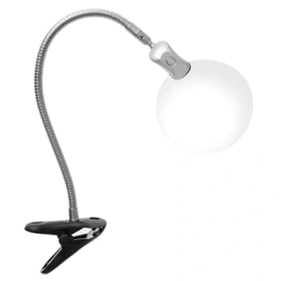 Imagen de PURElite Lámpara LED con lupa de clip, negra y plateada, tamaño grande