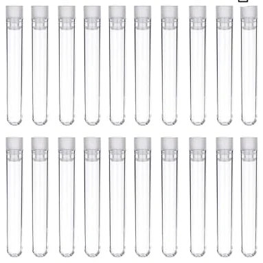 Imagen de ABD 50 Piezas de Tubos Prueba Plástico Transparente 12 por 75 mm con Tapas Empuje, 5 ml