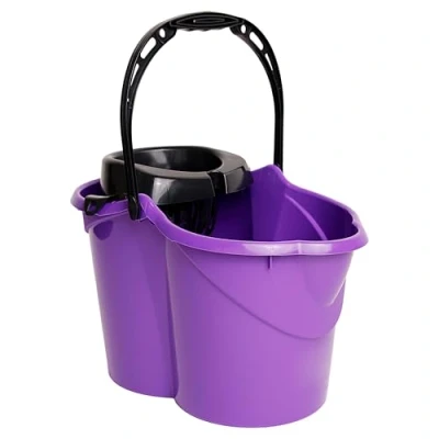 Imagen de MAYA Cubo Ovalado con Escurridor de 15L. Asa Ergonómica. Gris. Fabricado en PPL. Amplia Variedad Colores. (Morado)
