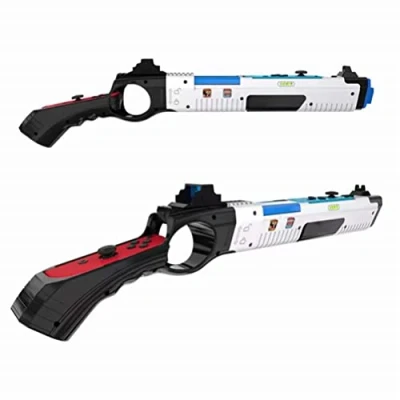 Imagen de SanSixi 1PC Juego de tiro Gun Grips para Switch y oled Soporte Somatosensorial Gunstock Accesorios (Black and white)