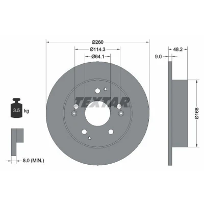 Imagen de TEXTAR PRO 92172103 Disco de freno 260 9 05/09 114,3 macizo revestido sin perno sujeción rueda, buje rueda HONDA: ACCORD 6 Coupe