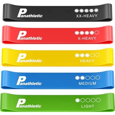 Imagen de Panathletic Bandas Elasticas Fitness, Set de 5 Gomas Niveles Resistencia, Guía Ejercicios, eBook en Español y Bolsa 5X Cintas musculacion, para gluteos, Resistance Bands
