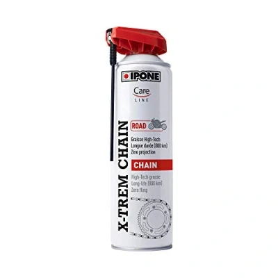 Imagen de IPONE Grasa de Cadena para Moto Carretera X Trem Chain Road Larga duración 800 km Pulverización precisa sin Salpicaduras Bote espray con difusor multiposición 500 ml