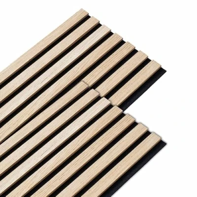 Imagen de DECOON Lote de 2 paneles listones madera, 250x30x1 cm, laminillas chapa roble claro, fondo negro, 1,5 m²